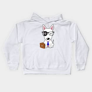 Funny bull terrier is on the way to work Kids Hoodie